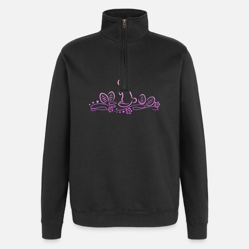 Osterhase Silhouette mit Ostereiern - Quarter-Zip-Sweatshirt - Schwarz