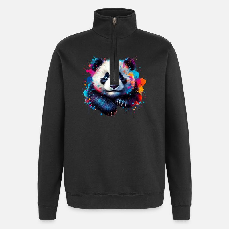 Panda - Sweat à zip 1/4 - noir