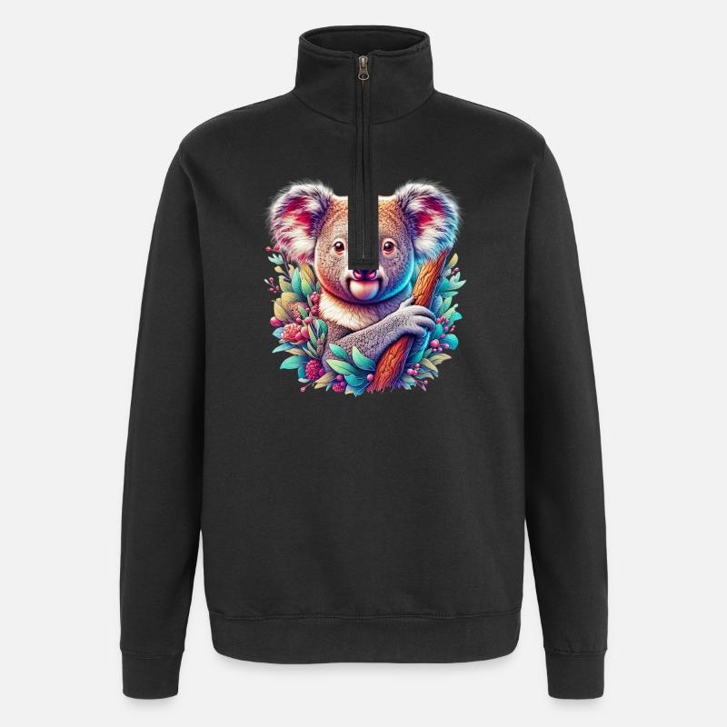 Koala - Sweat à zip 1/4 - noir