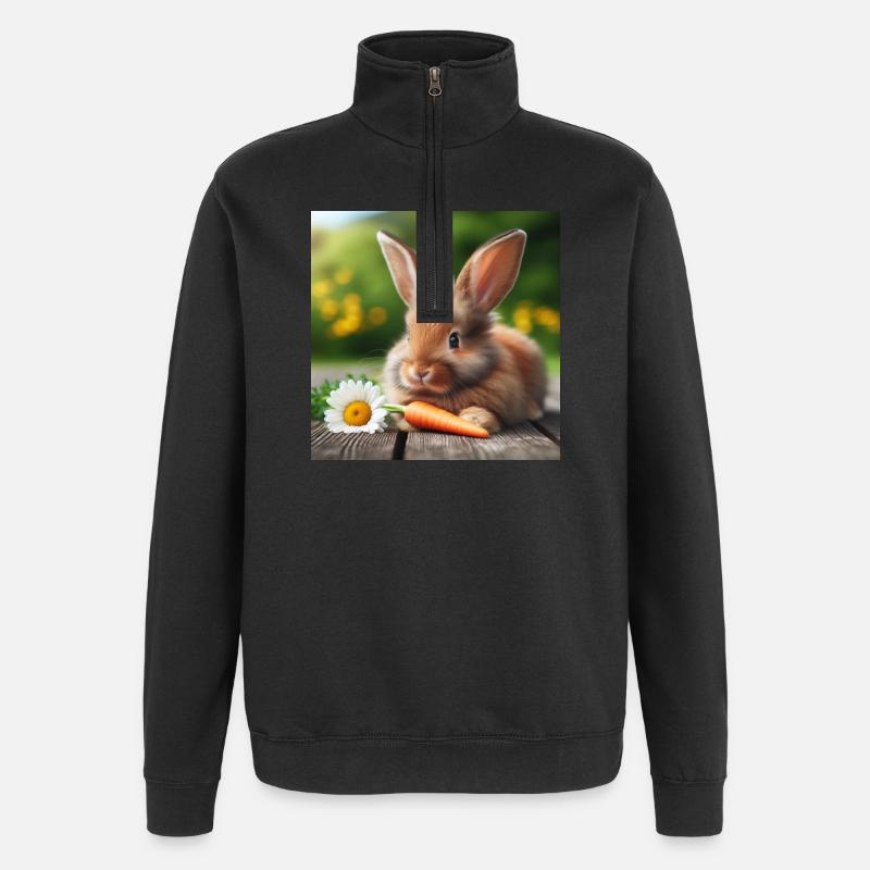 Entzückender Hase - Quarter-Zip-Sweatshirt - Schwarz
