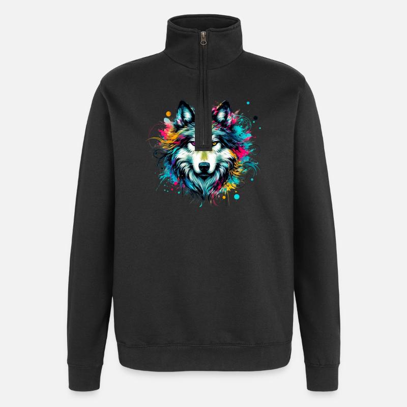 Loup - Sweat à zip 1/4 - noir