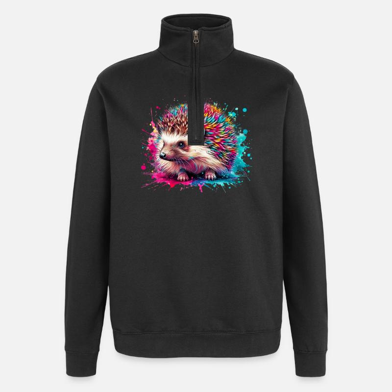 Igel - Quarter-Zip-Sweatshirt - Schwarz