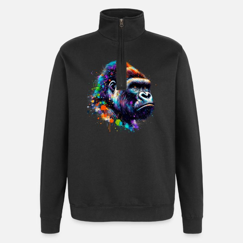 Gorille - Sweat à zip 1/4 - noir