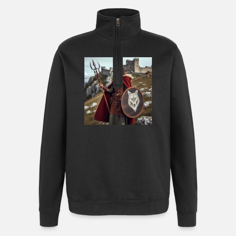 Guerrier viking - Sweat à zip 1/4 - noir
