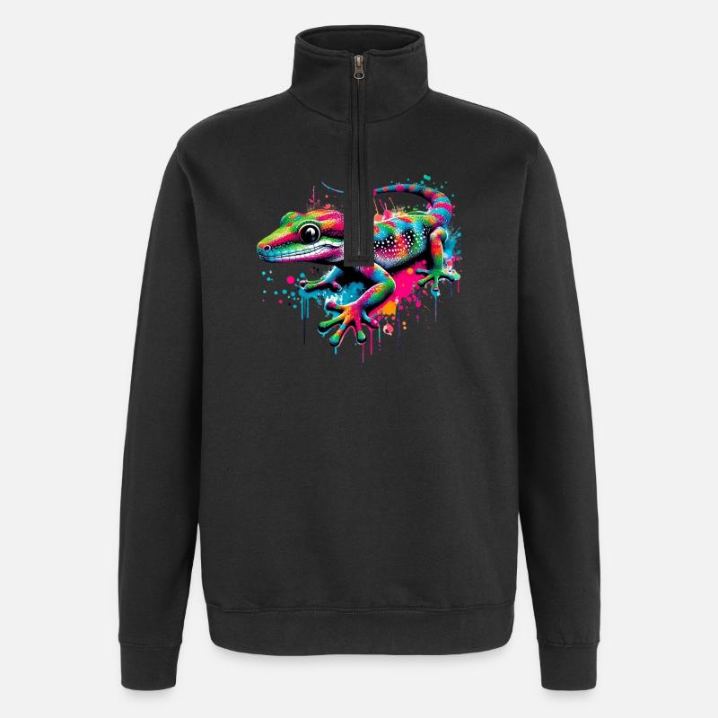 Gecko - Sweat à zip 1/4 - noir