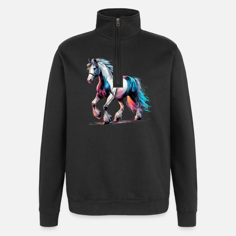 Pferd - Quarter-Zip-Sweatshirt - Schwarz