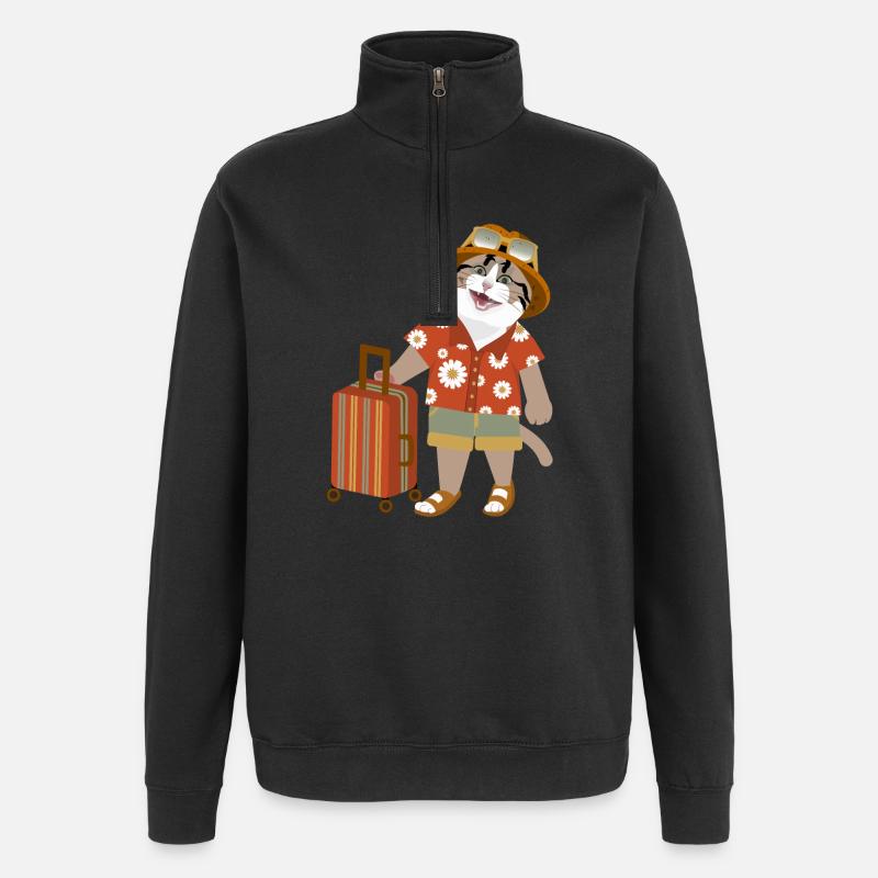 Humeur de voyage de chat - Sweat à zip 1/4 - noir