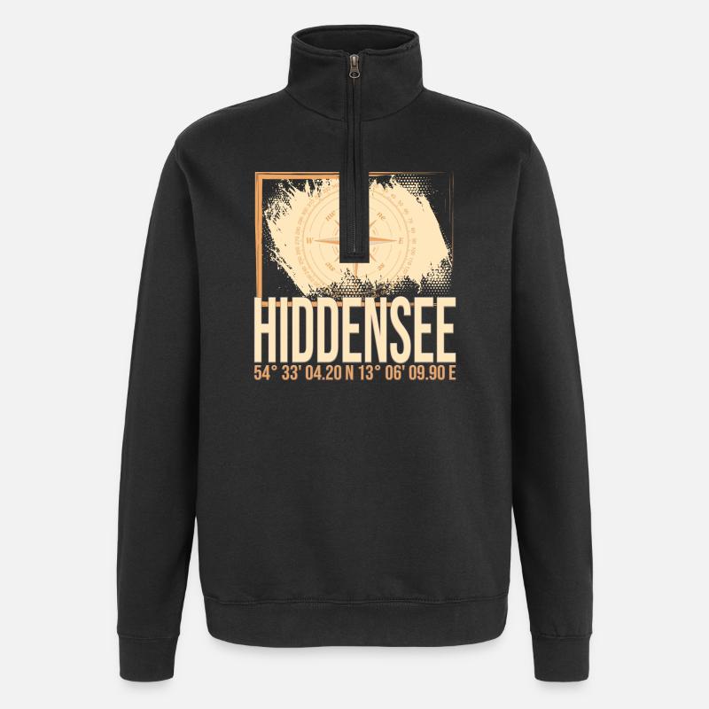 Hiddensee Koordinaten - Quarter-Zip-Sweatshirt - Schwarz