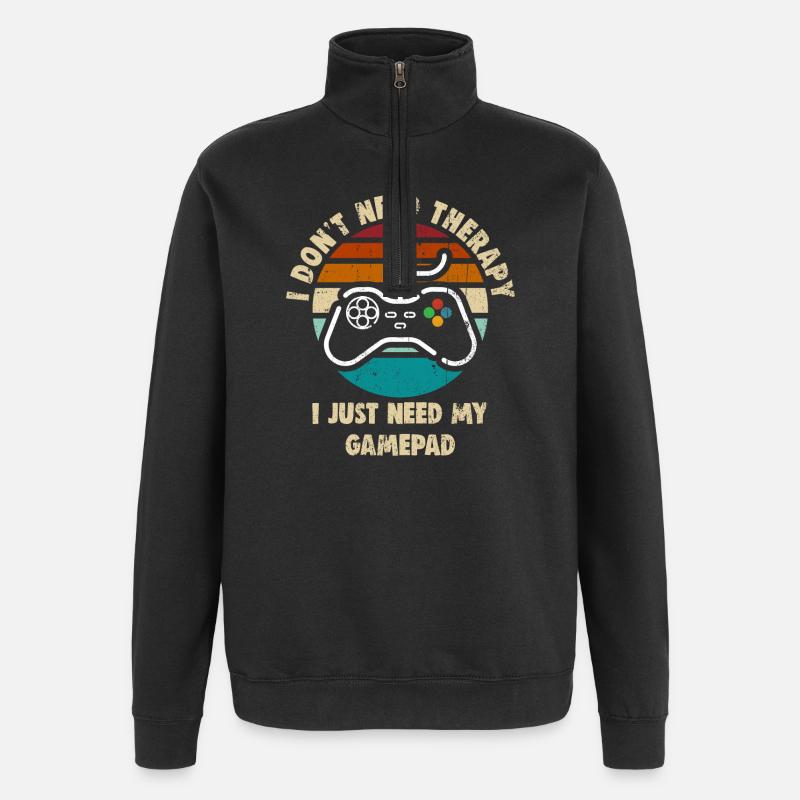 Gamepad Therapy Retro Sunset - Quarter-Zip Sweatshirt - black