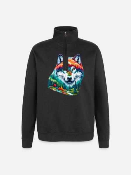 Loup - Sweat à zip 1/4 - noir
