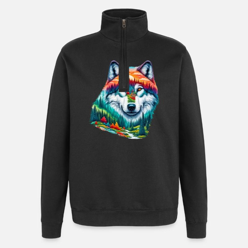 Loup - Sweat à zip 1/4 - noir