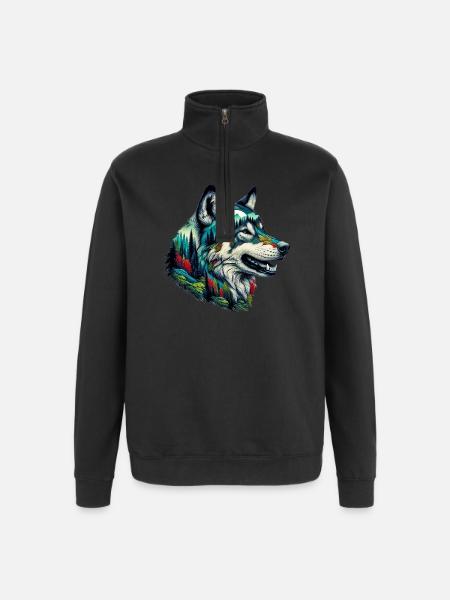 Wolf - Quarter-Zip-Sweatshirt - Schwarz