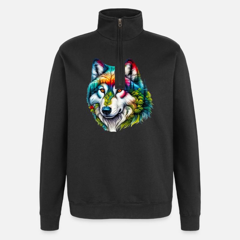 Wolf - Quarter-Zip Sweatshirt - black