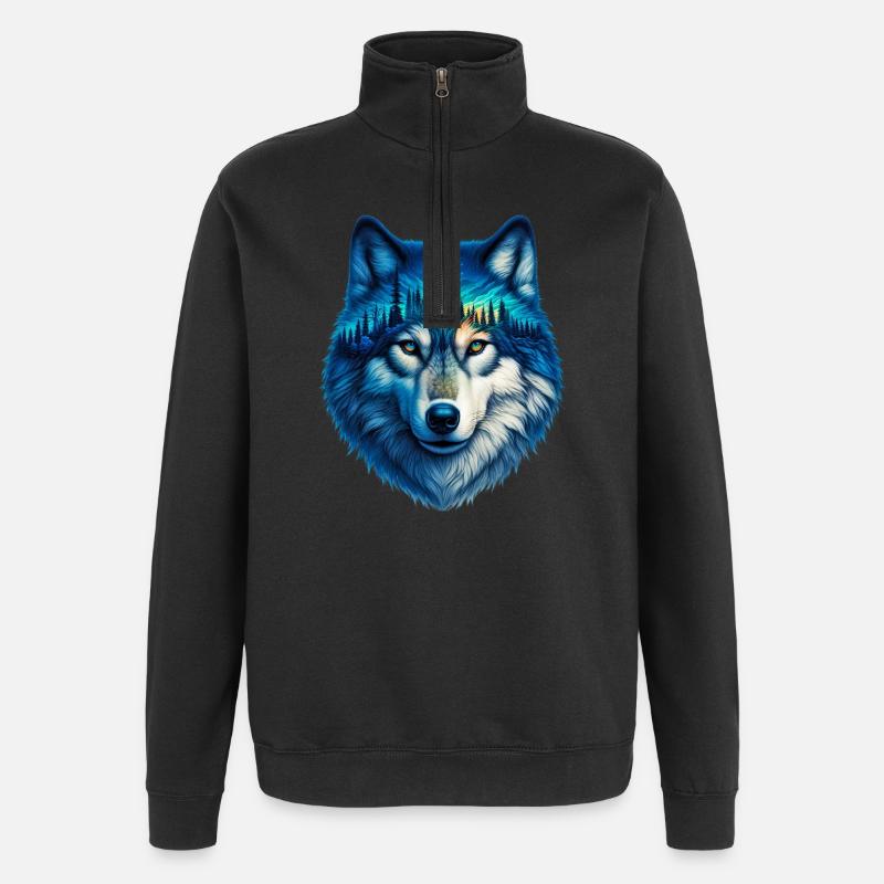 Loup - Sweat à zip 1/4 - noir