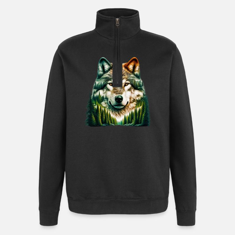 Loup - Sweat à zip 1/4 - noir