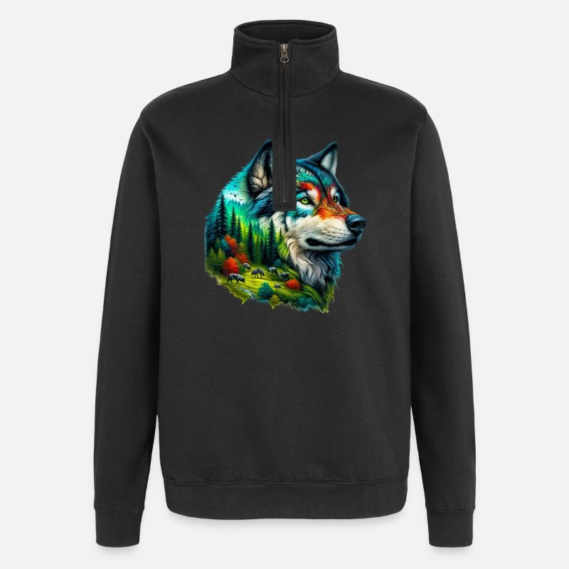 Wolf - Quarter-Zip-Sweatshirt - Schwarz
