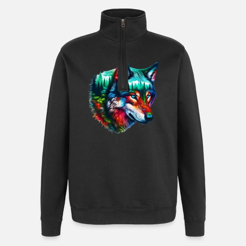 Wolf - Quarter-Zip-Sweatshirt - Schwarz