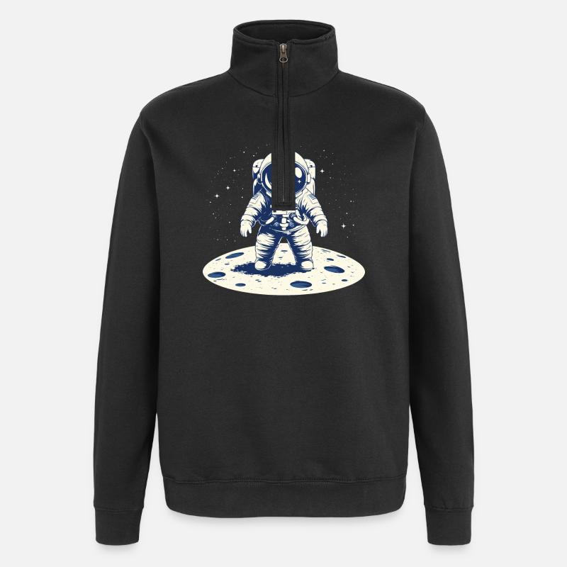 Ein Astronaut auf dem Mond - Quarter-Zip-Sweatshirt - Schwarz