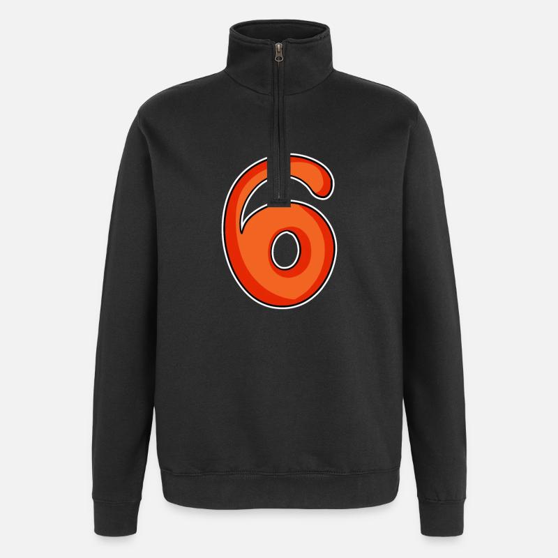 Zahl 6 Nummer - Quarter-Zip-Sweatshirt - Schwarz