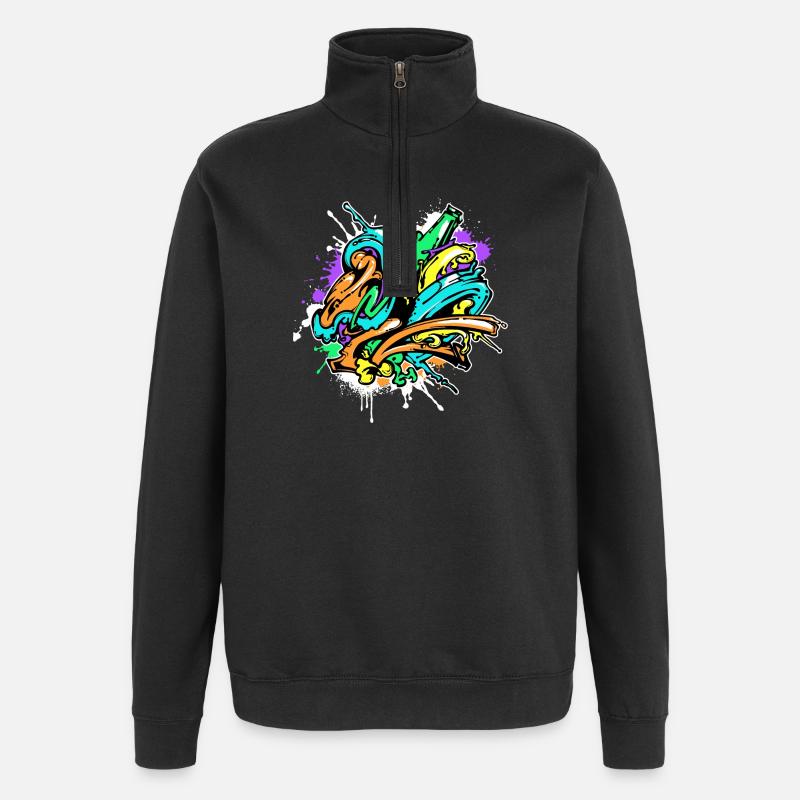 Kunst Graffiti Strassenkunst Wildstyle Sprayer - Quarter-Zip-Sweatshirt - Schwarz