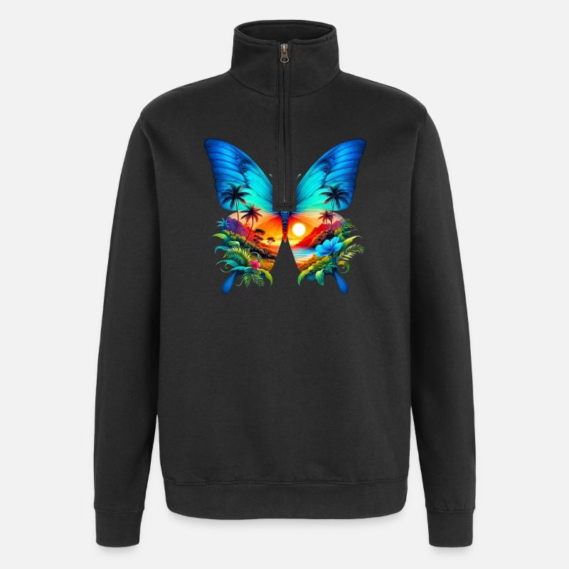 Papillon - Sweat à zip 1/4 - noir