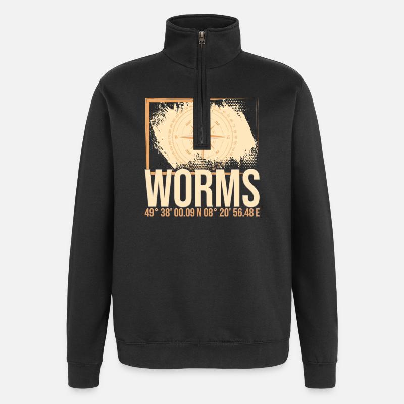 Worms Koordinaten - Quarter-Zip-Sweatshirt - Schwarz