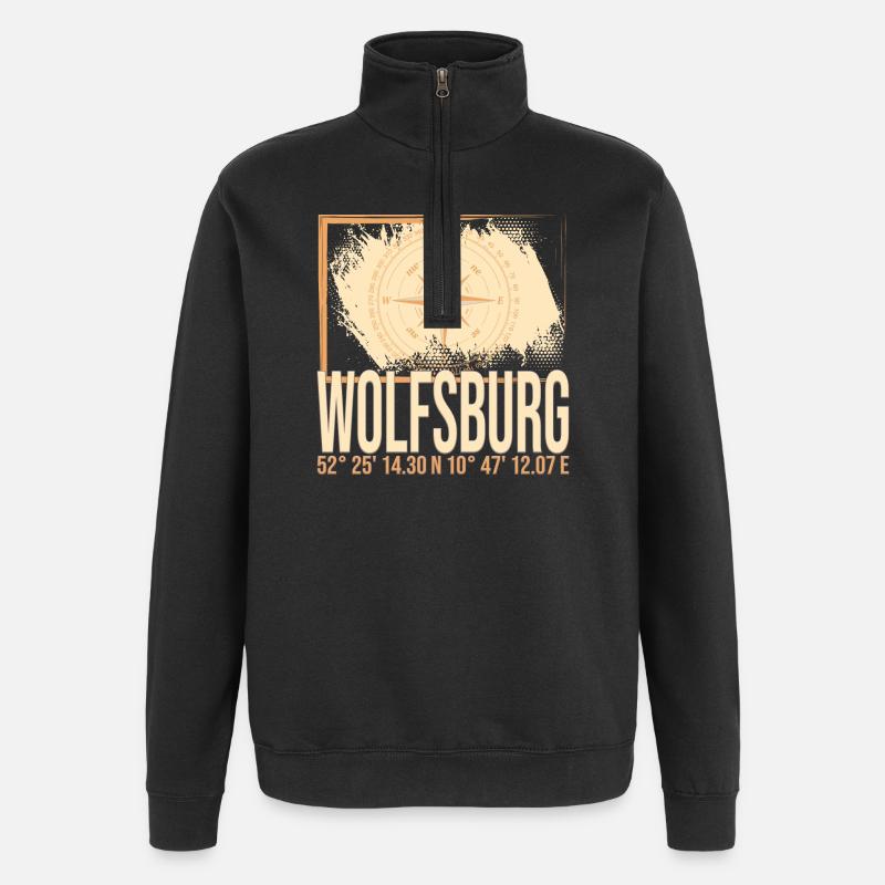 Wolfsburg Koordinaten - Quarter-Zip-Sweatshirt - Schwarz