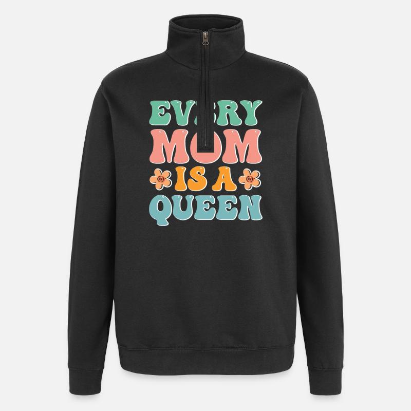 Chaque maman est une reine - Sweat à zip 1/4 - noir