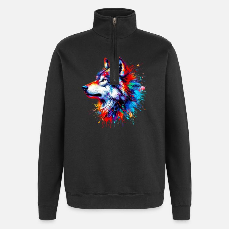 Wolf - Quarter-Zip-Sweatshirt - Schwarz