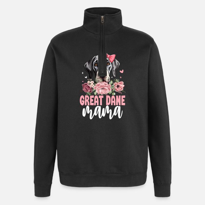 Deutsche Dogge Mama - Quarter-Zip-Sweatshirt - Schwarz