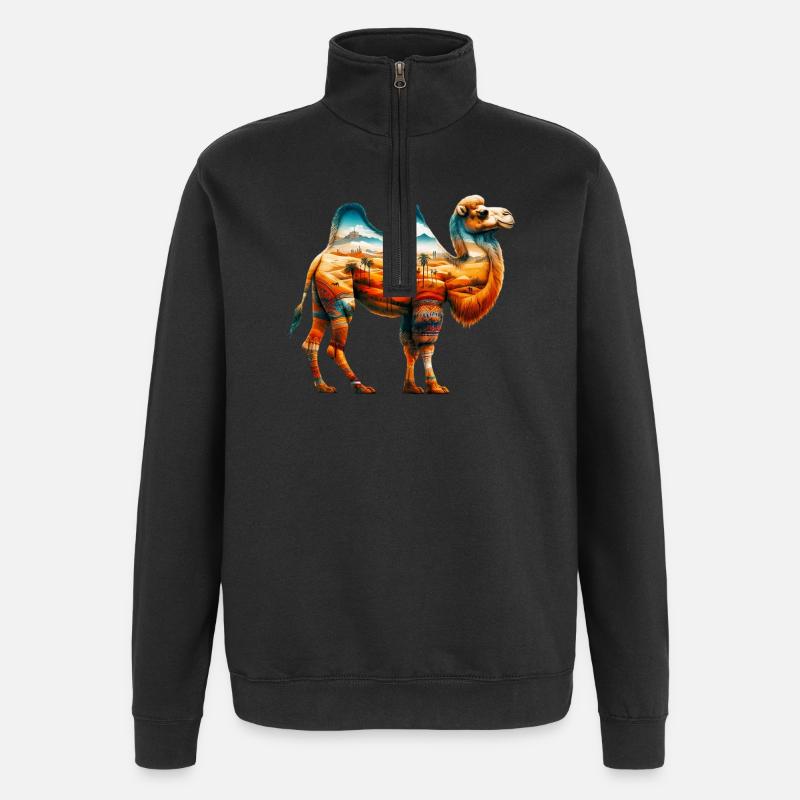 Kamel - Quarter-Zip-Sweatshirt - Schwarz