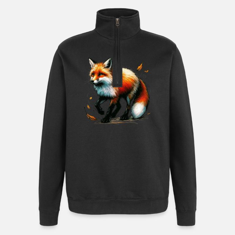 Fuchs - Quarter-Zip-Sweatshirt - Schwarz