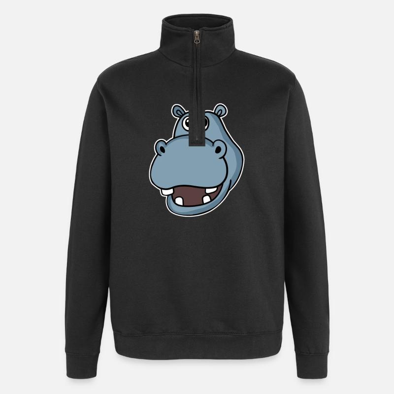 Hippopotame Tête d’hippopotame - Sweat à zip 1/4 - noir