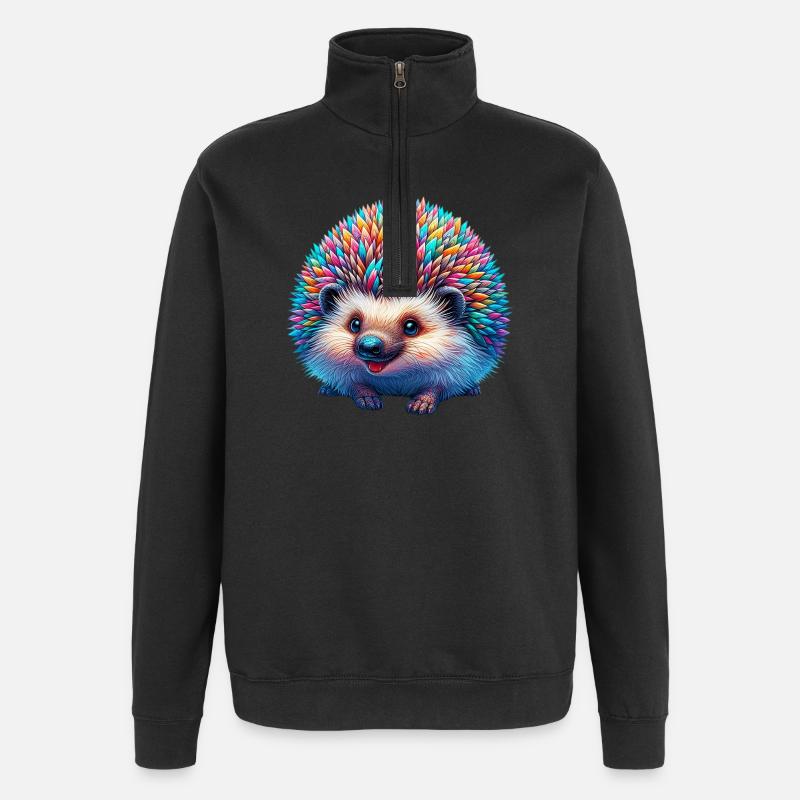Hedgehog - Quarter-Zip Sweatshirt - black
