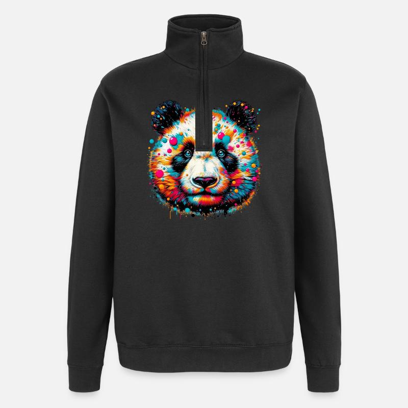 Panda - Sweat à zip 1/4 - noir