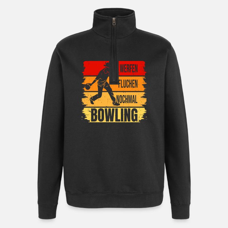 Werfen - Fluchen - Nochmal - Bowling - Quarter-Zip-Sweatshirt - Schwarz