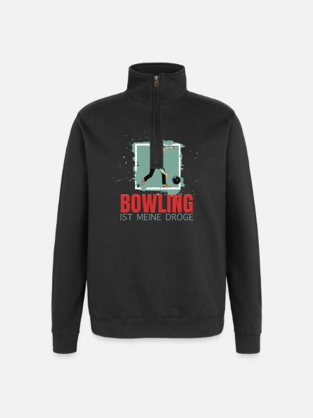 Bowling ist meine Droge - Quarter-Zip-Sweatshirt - Schwarz