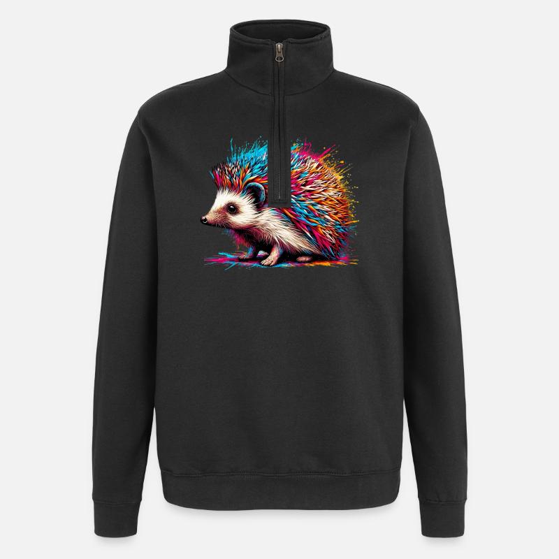 Igel - Quarter-Zip-Sweatshirt - Schwarz