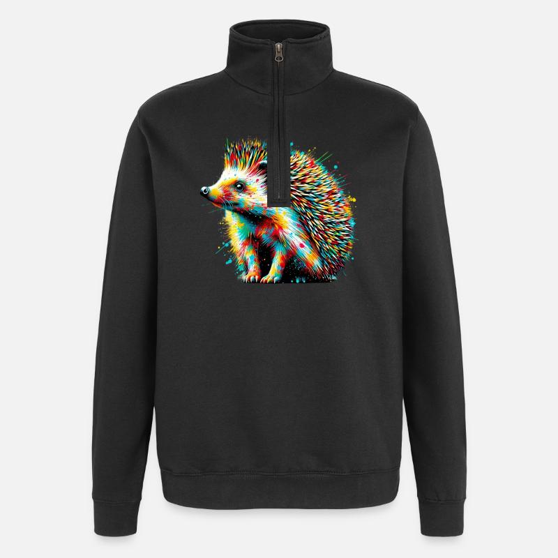 Hérisson - Sweat à zip 1/4 - noir