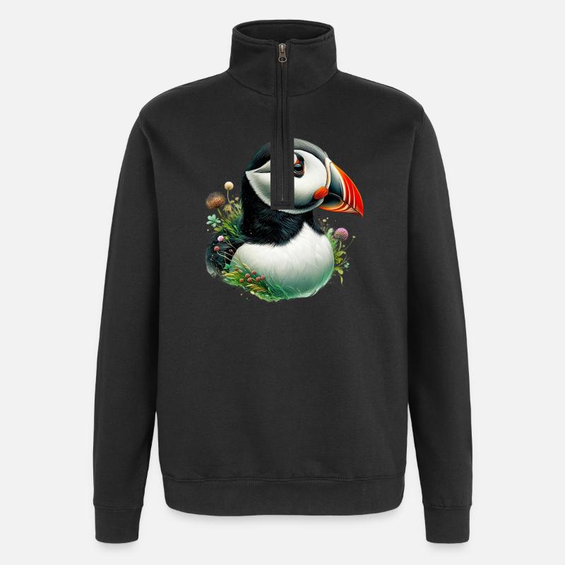 Papageitaucher - Quarter-Zip-Sweatshirt - Schwarz