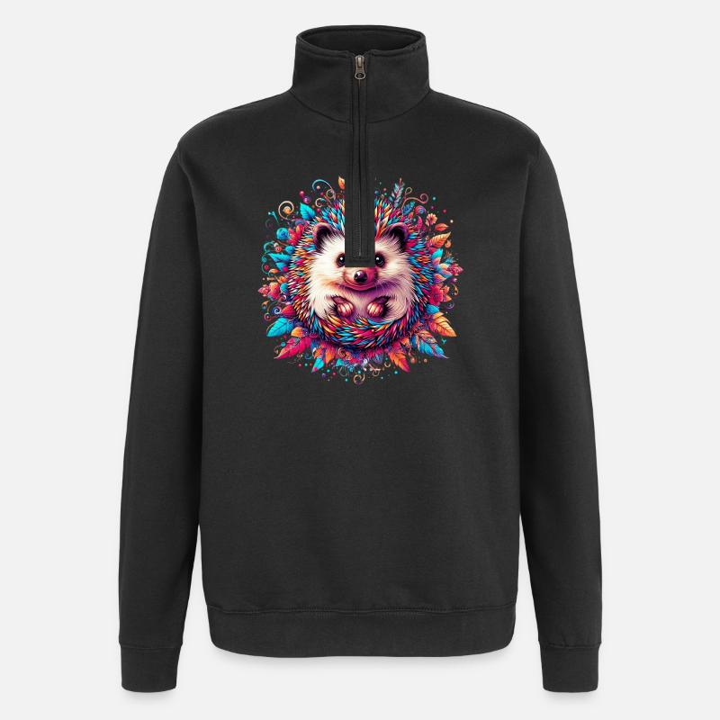 Hérisson - Sweat à zip 1/4 - noir