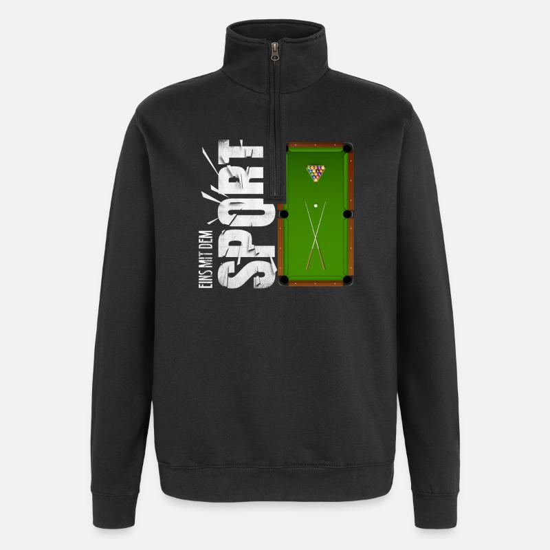 Eins mit dem Sport - Billard - Quarter-Zip-Sweatshirt - Schwarz
