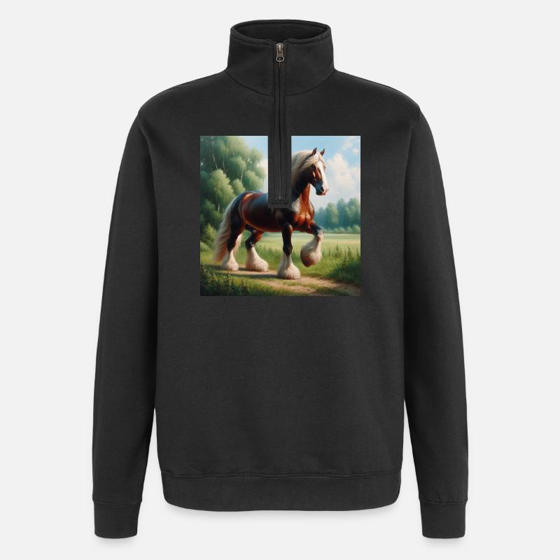 Aquarell Percheron Pferd - Quarter-Zip-Sweatshirt - Schwarz