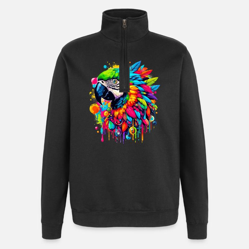 Perroquet - Sweat à zip 1/4 - noir