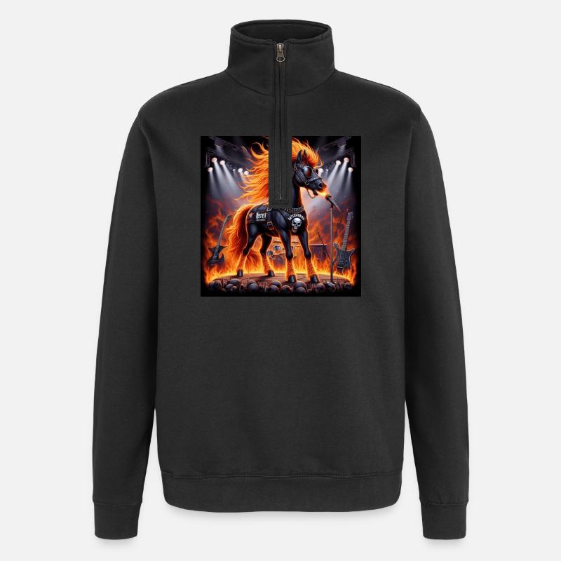 Metall-Pferd - Quarter-Zip-Sweatshirt - Schwarz