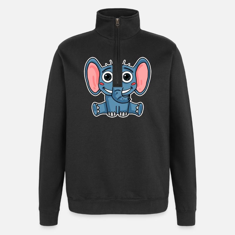 Éléphant - Sweat à zip 1/4 - noir