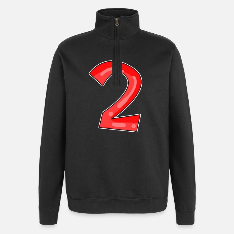 Deux - 2 - Nombre - Sweat à zip 1/4 - noir