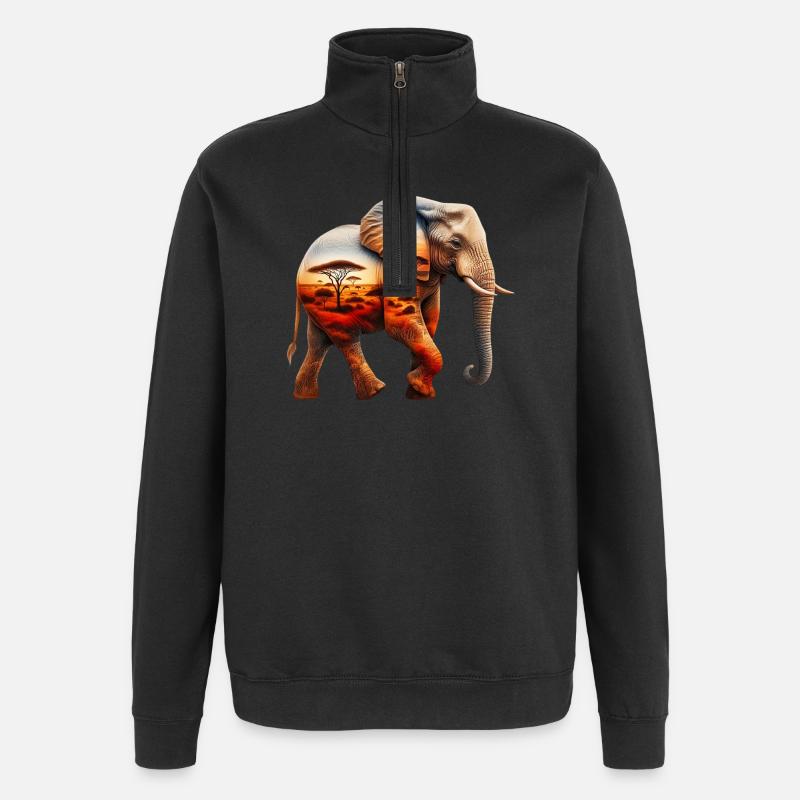 Elephant - Quarter-Zip Sweatshirt - black