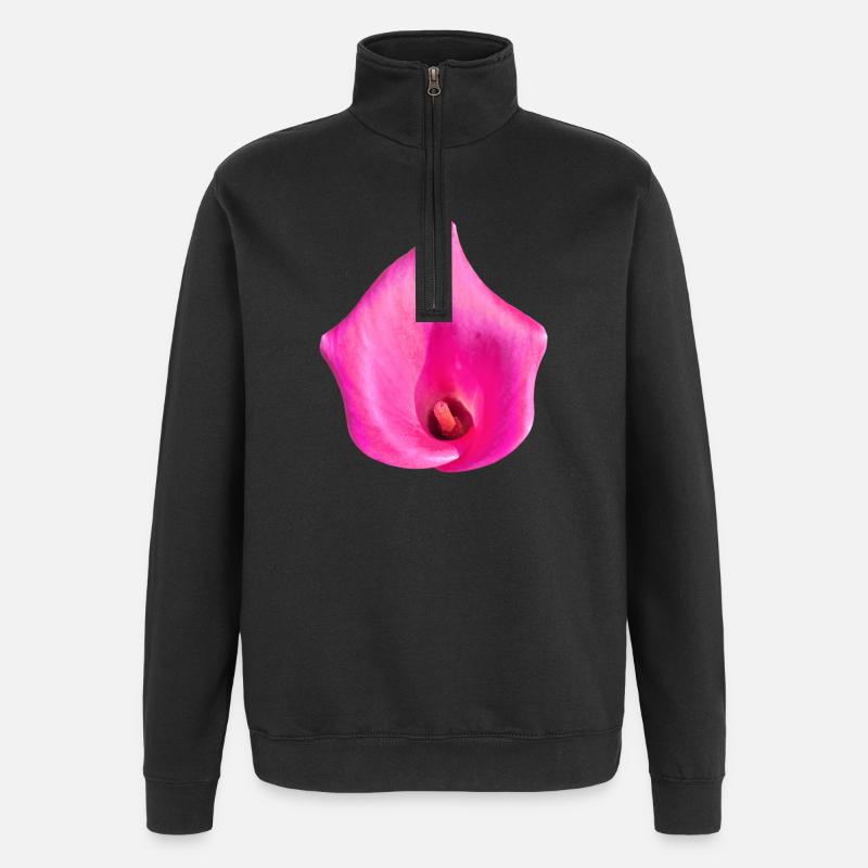 Pinke Calla Blüte - Quarter-Zip-Sweatshirt - Schwarz