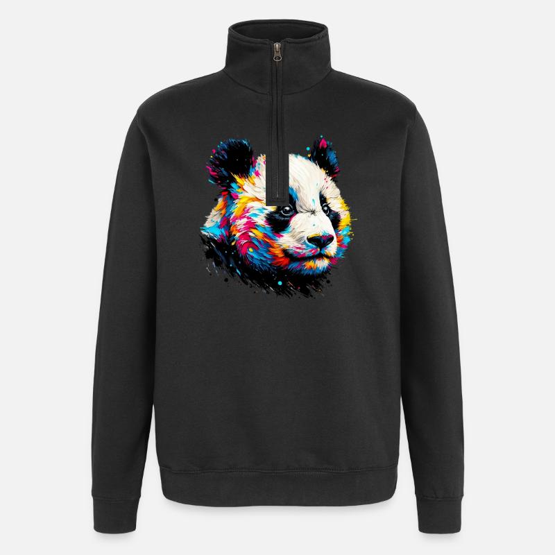 Panda - Quarter-Zip Sweatshirt - black